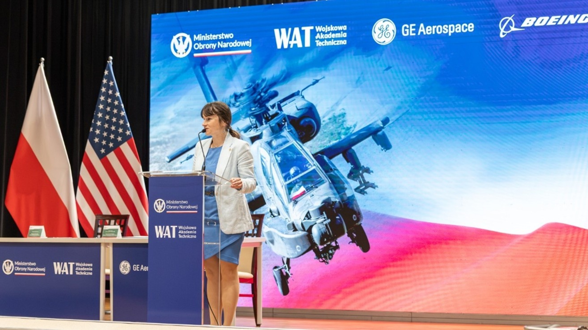 Honorata Hencel, Managing Director for Poland and Ukraine, speaking during the signing ceremony of an offset agreement with the Military University of Technology (WAT). Photo: Military University of Technology, Mariusz Maciejewski